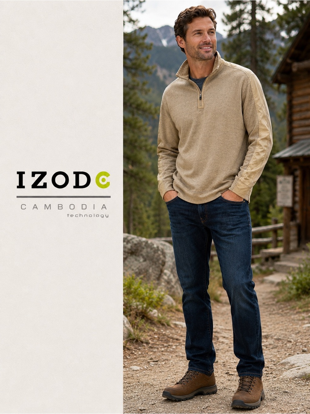 Izod Men's Beige Quarter-Zip Sweater